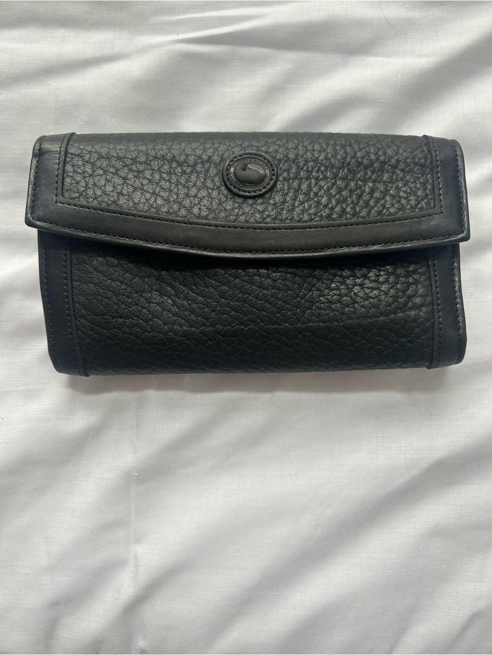 Dooney & Bourke Black Pebbled Leather Fold-Top Wallet